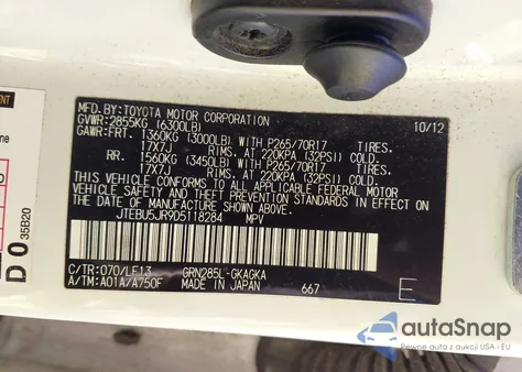 2013 Toyota 4Runner Sr5 from USA, damaged, VIN JTEBU5JR9D5118284